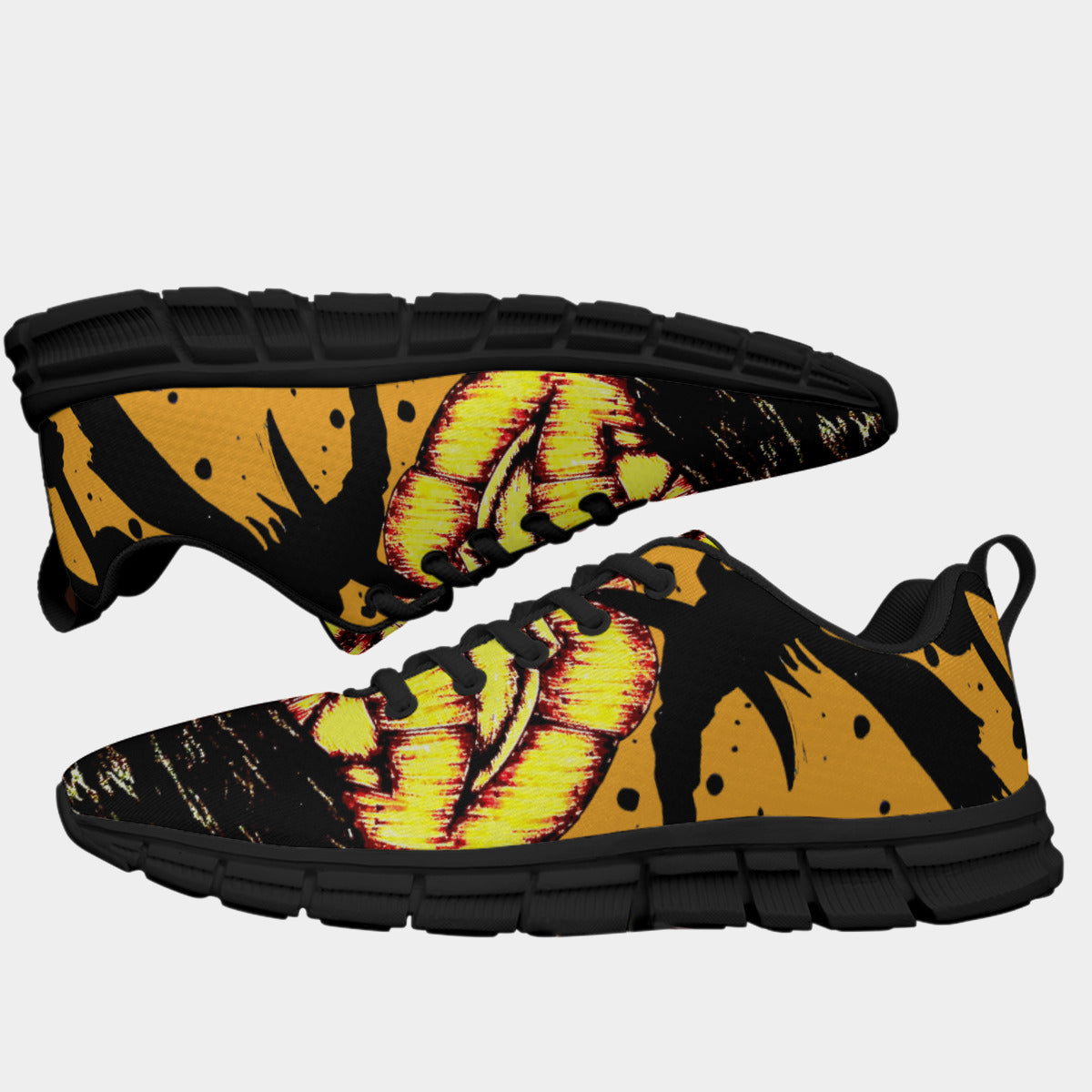 All-Over Print Men's Sports Shoes With Black Sole
