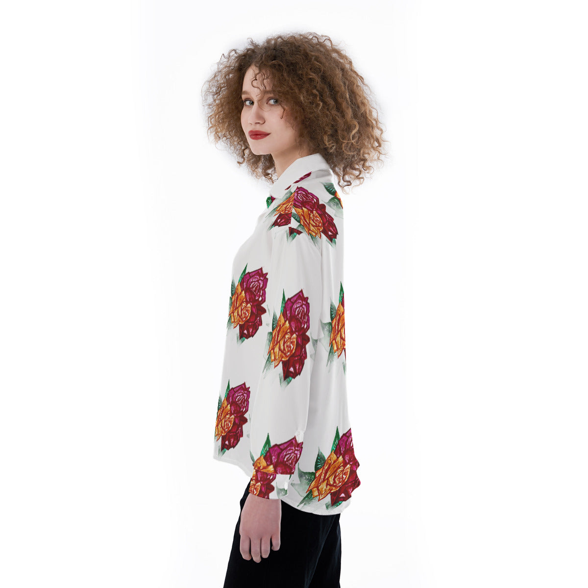 All-Over Print Women's Satin Shirt
