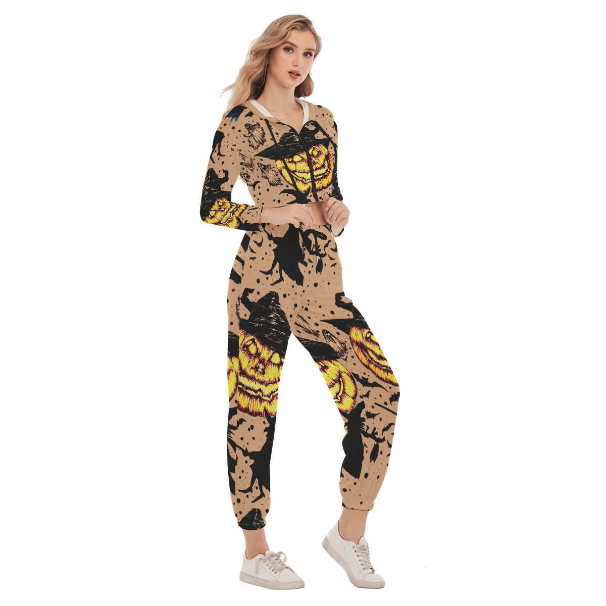 All-Over Print Women's Crop Hoodie Sports Set