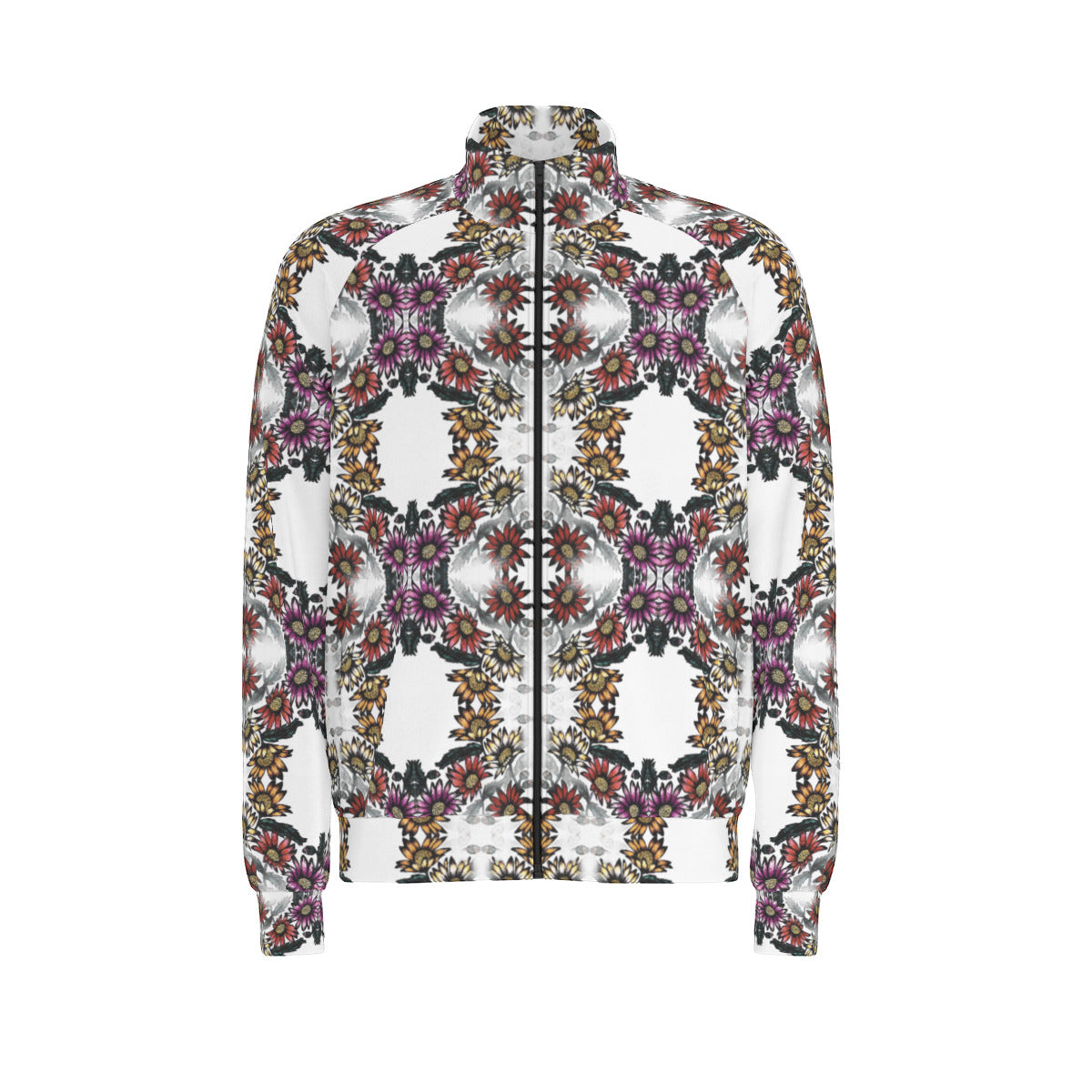 All-Over Print Men's Raglan-Sleeve Stand Collar Jacket