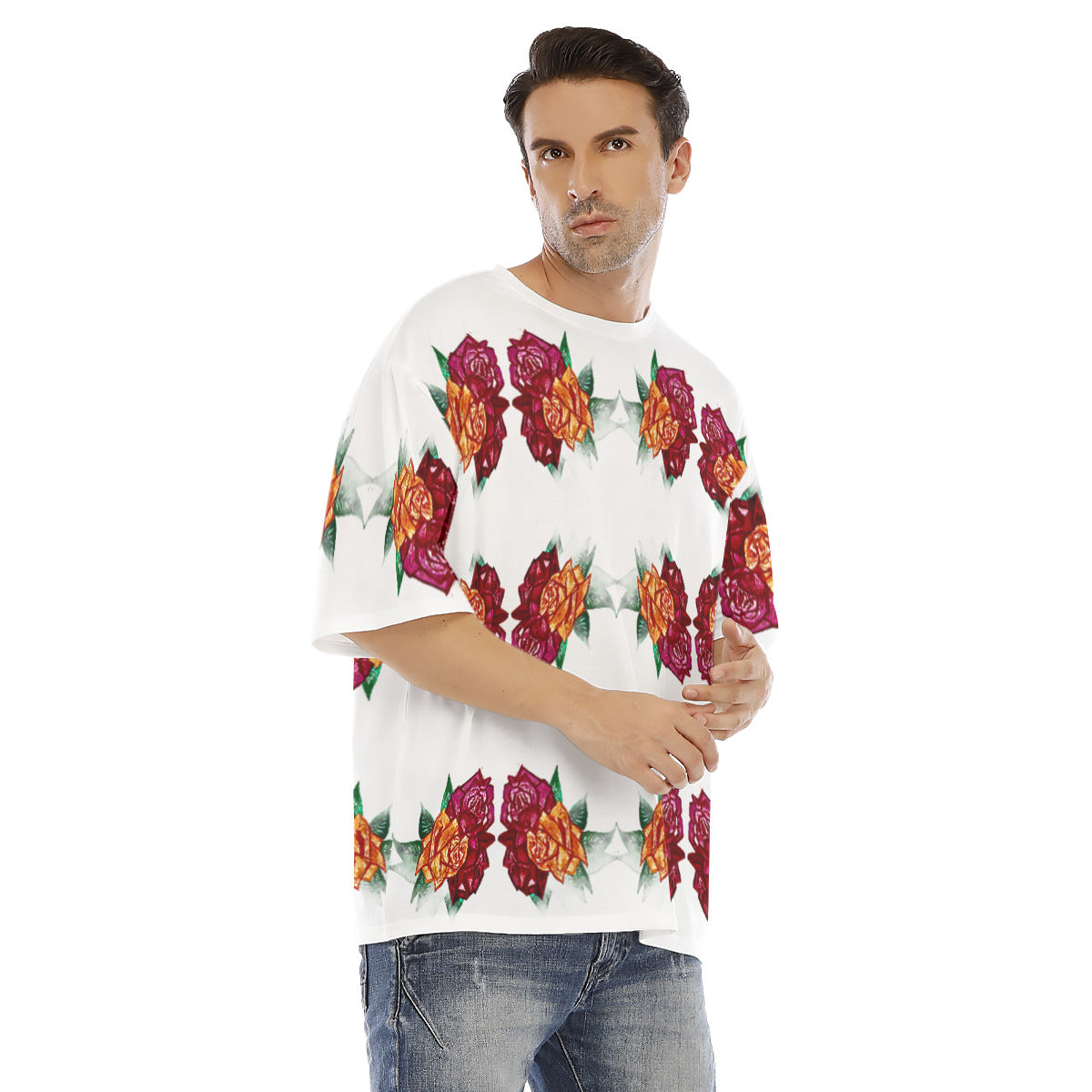All-Over Print Men's Drop Shoulder T-shirt With Short Sleeve