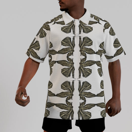 All-Over Print Men's Short Sleeve Polo Shirt With Button Closure