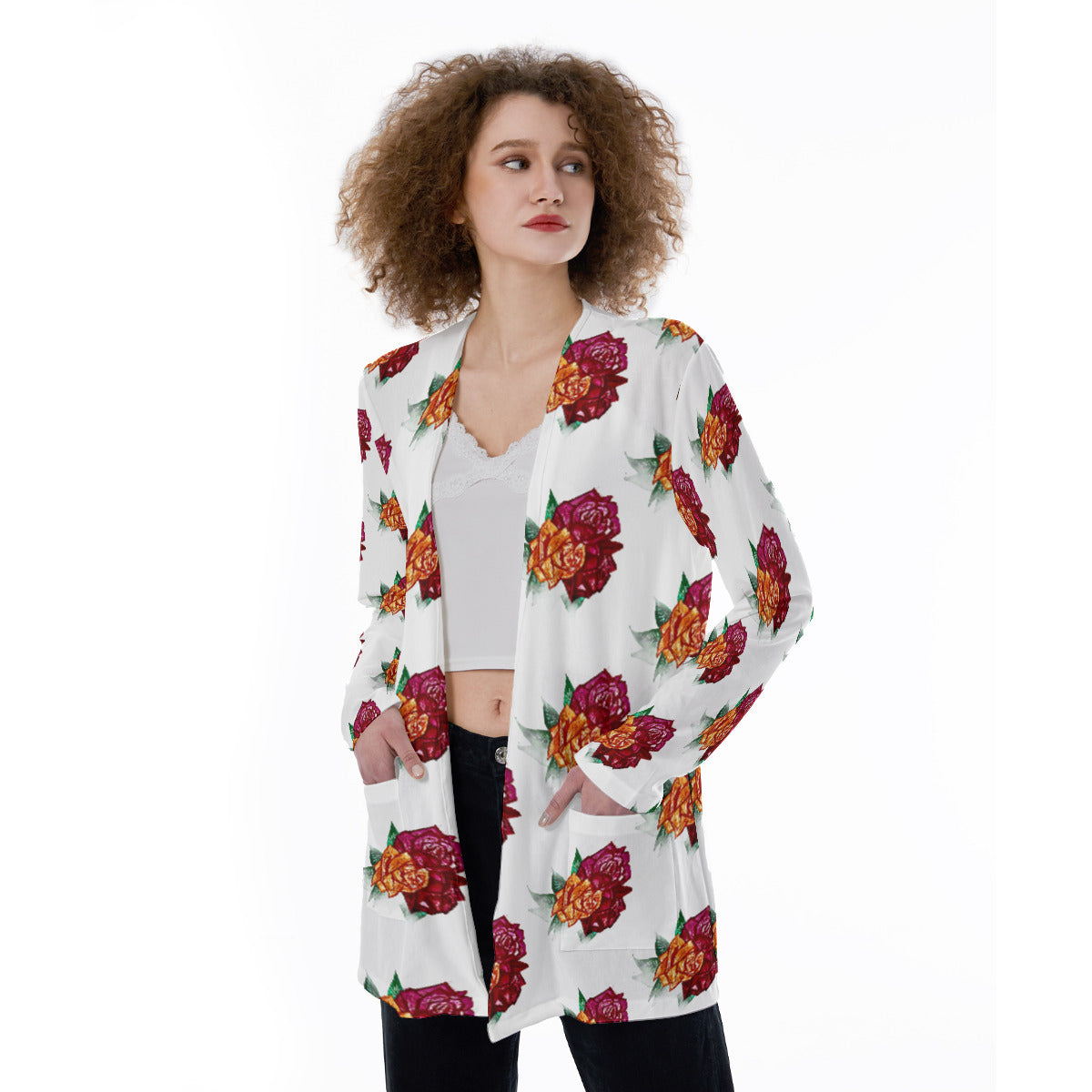 All-Over Print Women's Patch Pocket Cardigan