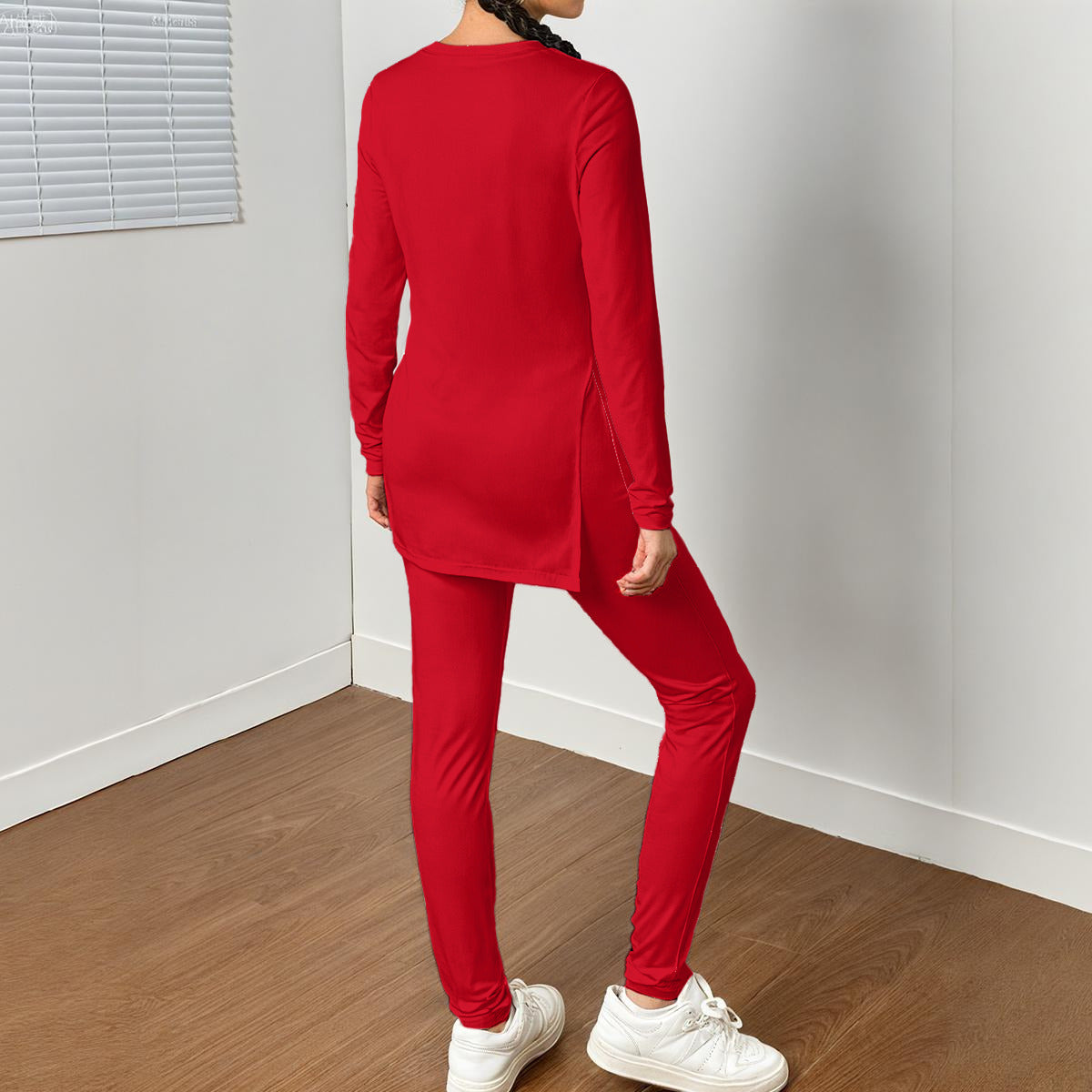 All-Over Print Women's Side Split T-shirt Set