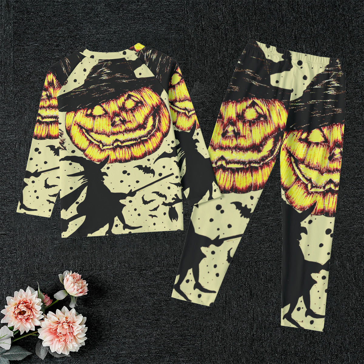 All-Over Print Kid's Raglan Sleeve Pajamas With Wide Ankles