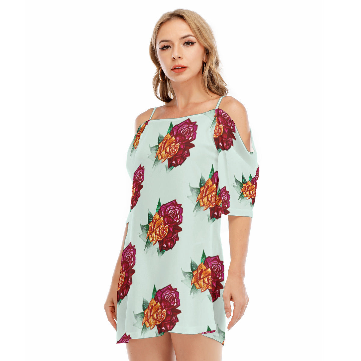All-Over Print Women's Off-shoulder Cami Dress