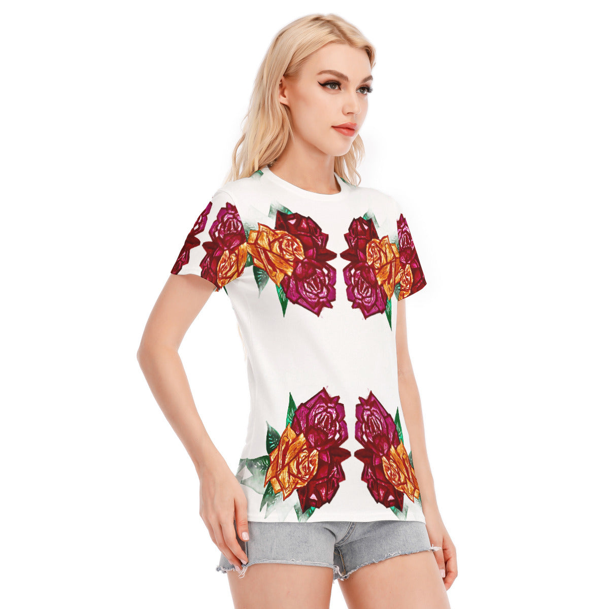 All-Over Print Women's Round Neck T-Shirt | 190GSM Cotton