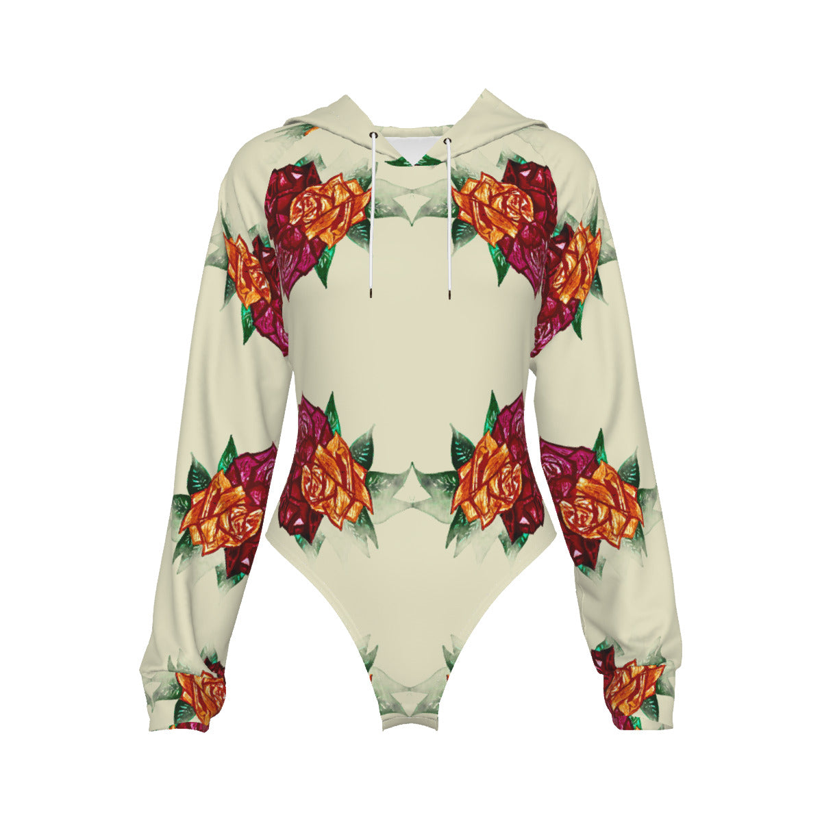 All-Over Print Women's Raglan Sleeve Hooded Bodysuit