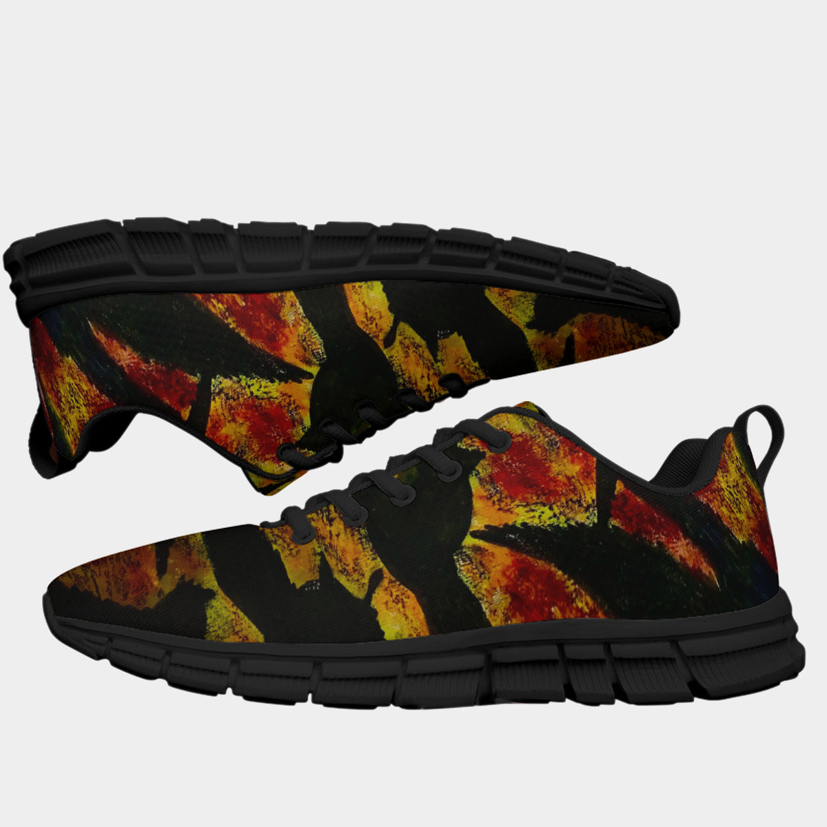 All-Over Print Men's Sports Shoes With Black Sole