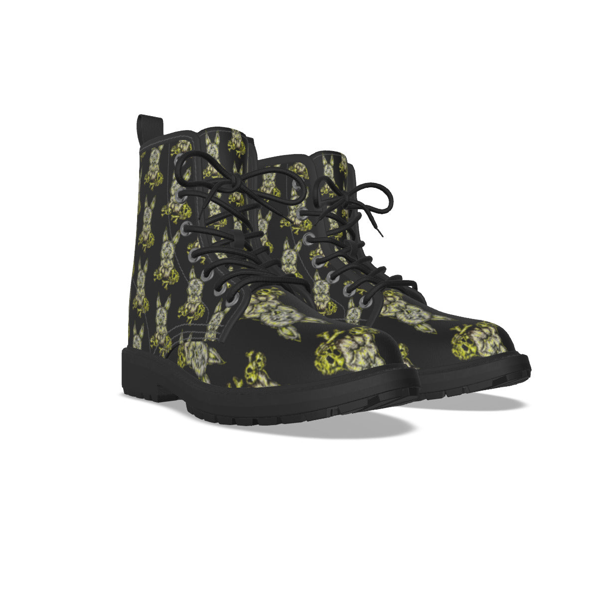 All-Over Print Women's Martin Short Boots With Black Bottom