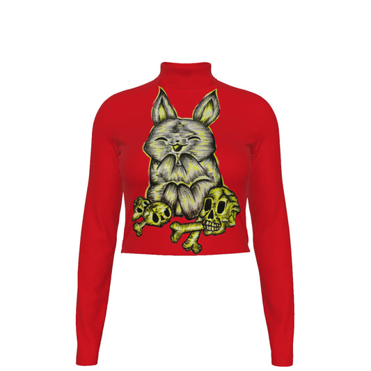 Eco-Friendly All-Over Print Women's Turtleneck T-shirt With Long Sleeve