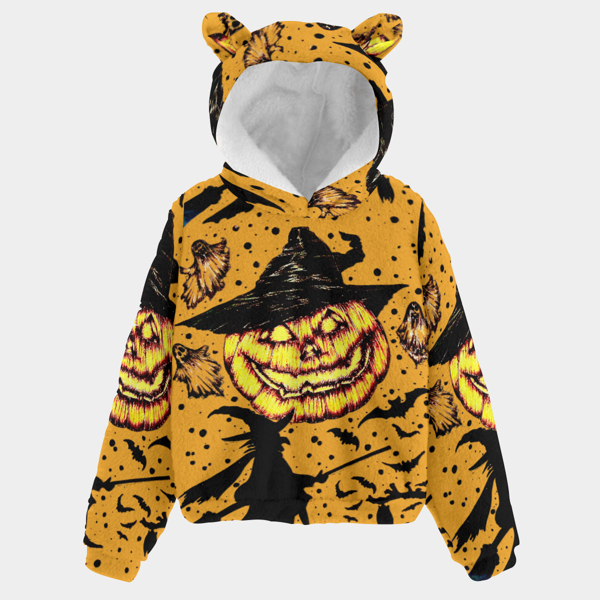 All-Over Print Kid’s Borg Fleece Sweatshirt With Ear