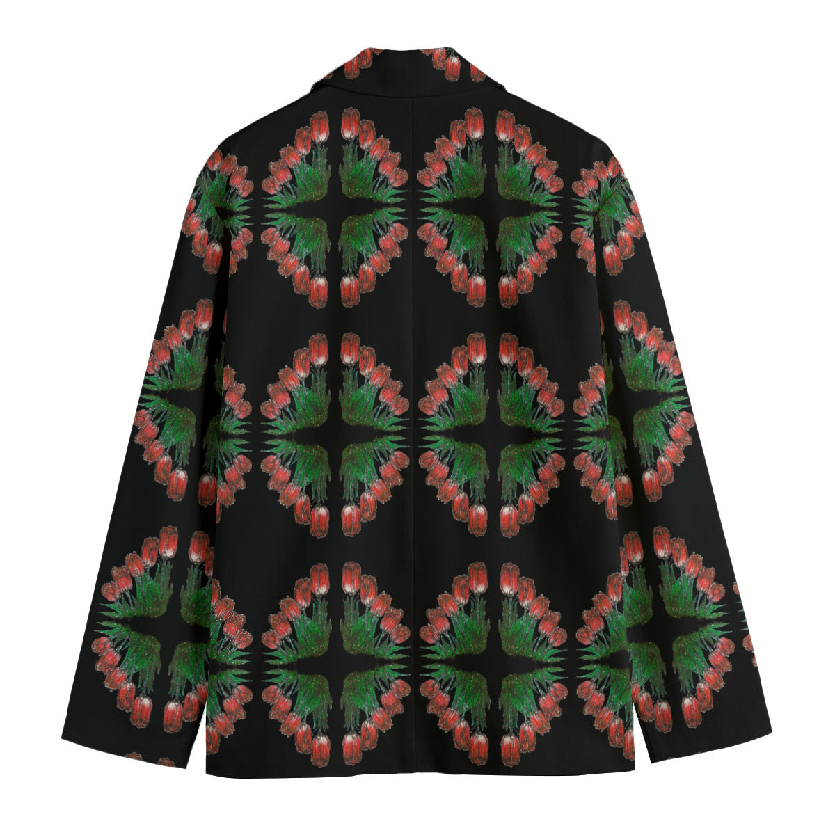 All-Over Print Men's Casual Flat Lapel Collar Blazer