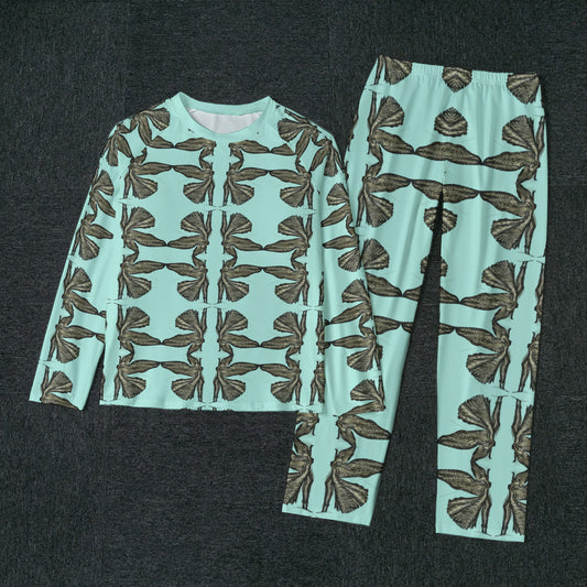 All-Over Print Men's Raglan Sleeve Pajamas With Wide Ankles