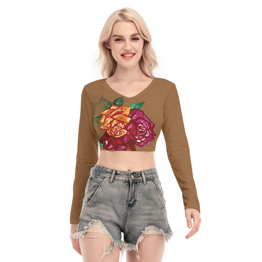 All-Over Print Women's Back Hollow T-shirt With Strap