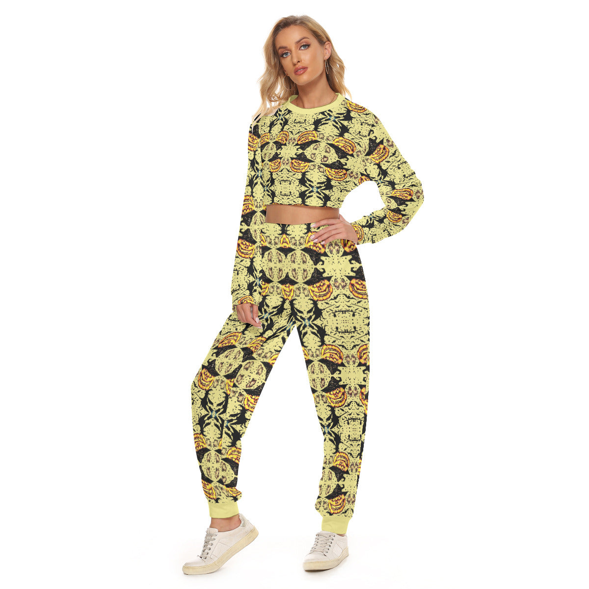 All-Over Print Women's Crop Sweatshirt Suit