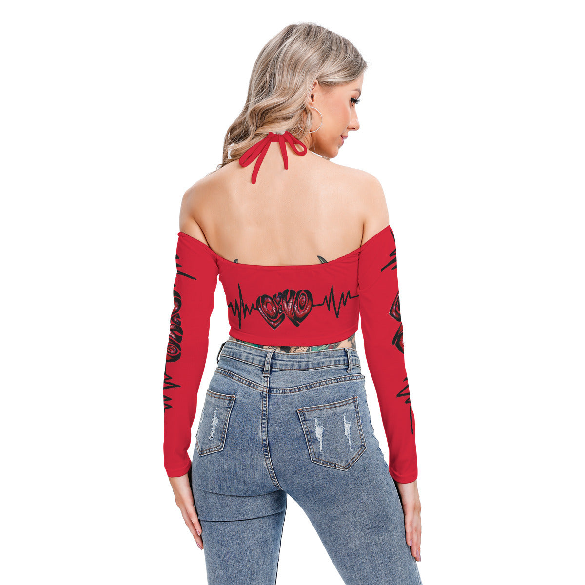 All-Over Print Women's Halter Lace-up Top