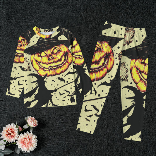 All-Over Print Kid's Raglan Sleeve Pajamas With Wide Ankles
