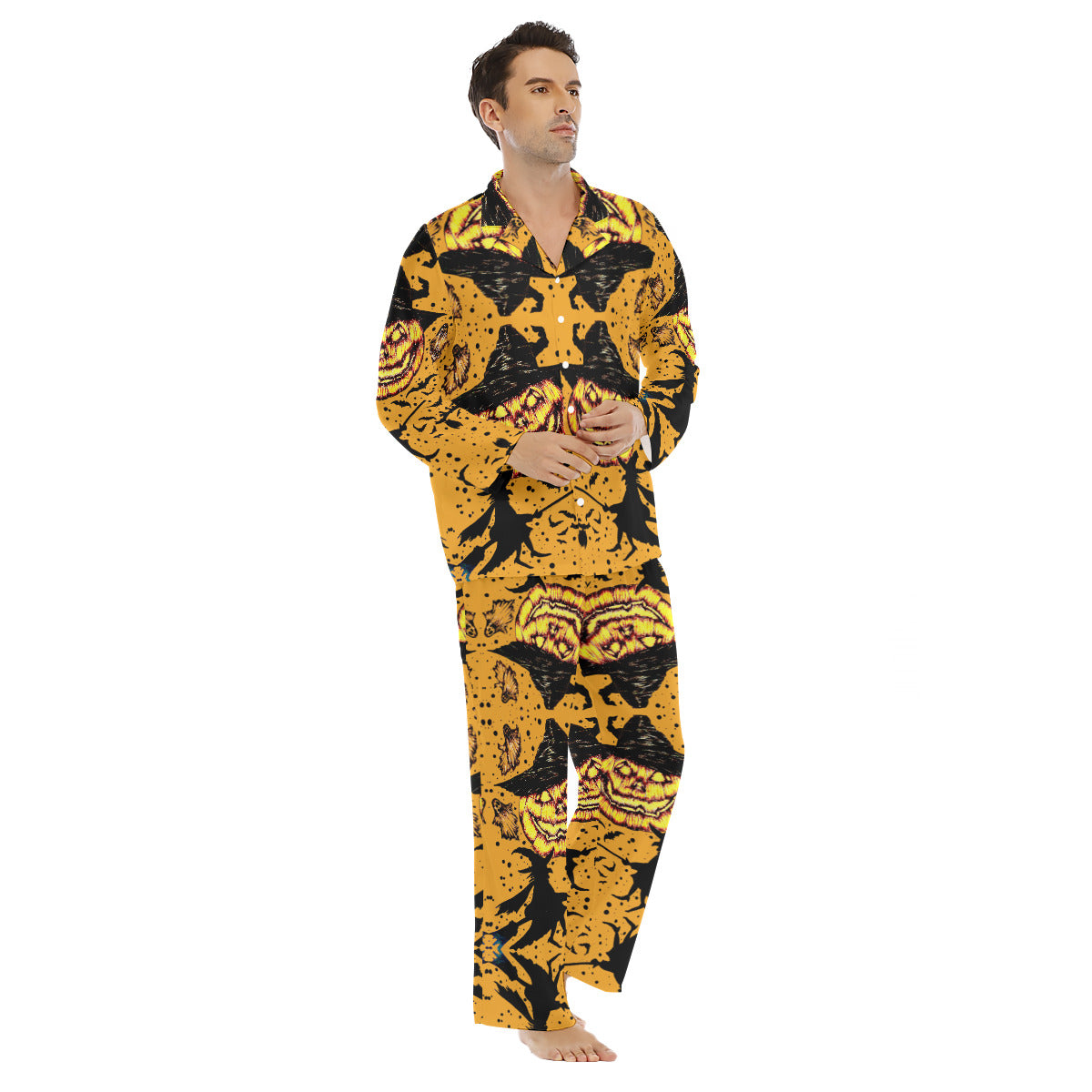 All-Over Print Men's Lapel Pajama Set