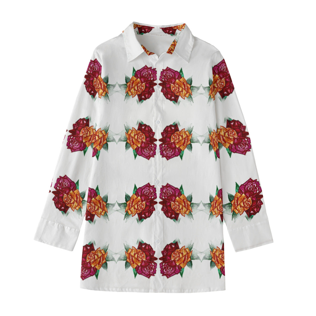 All-Over Print Women's Long Shirt |115GSM Cotton poplin