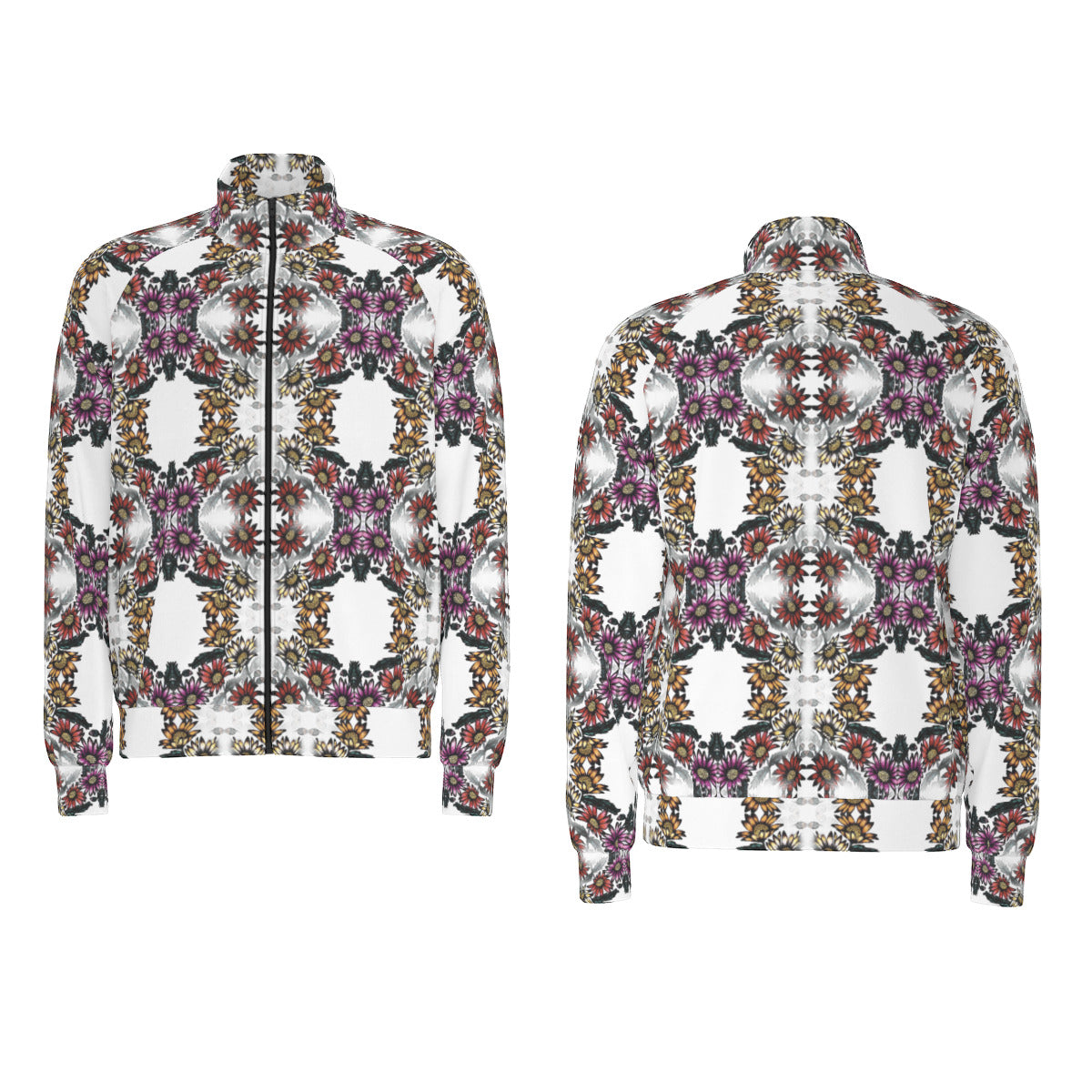 All-Over Print Men's Raglan-Sleeve Stand Collar Jacket