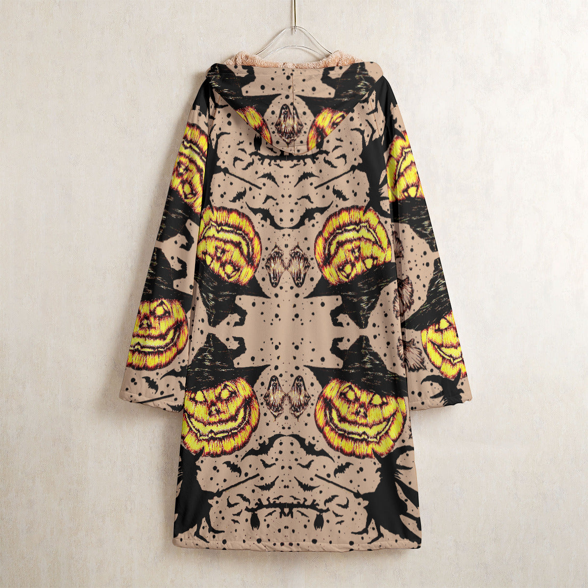 All-Over Print Men's Horn Button Long Fleece Windbreaker