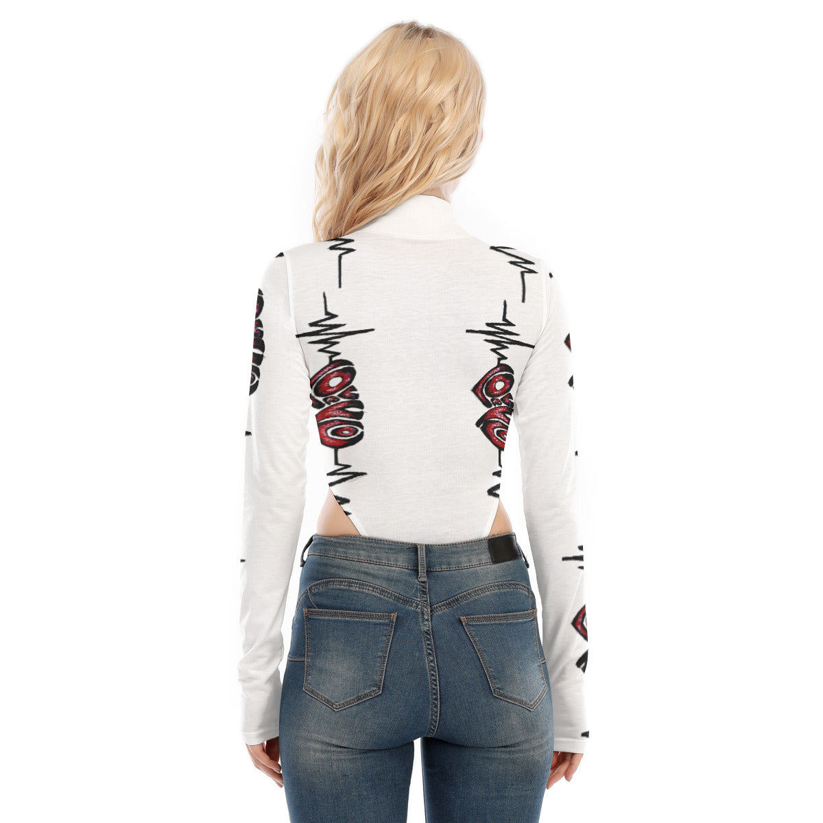 All-Over Print Women's Turtleneck Long Sleeve Jumpsuits