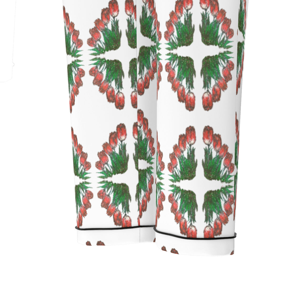 All-Over Print Women's Long Sleeve Pajama Set With Black Contrast Piping