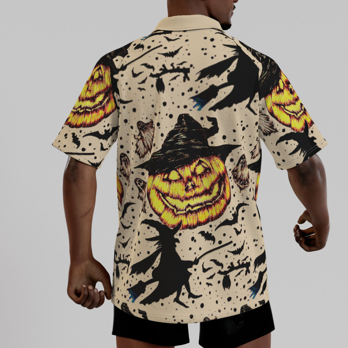 All-Over Print Men's Short Sleeve Polo Shirt With Button Closure
