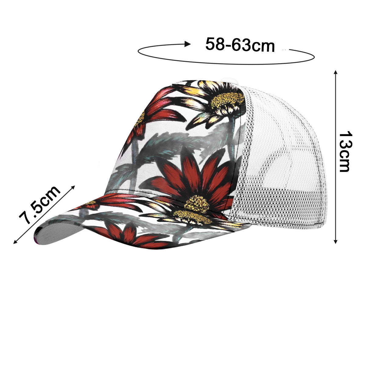All-Over Print Black Buckle Peaked Mesh Cap With Box
