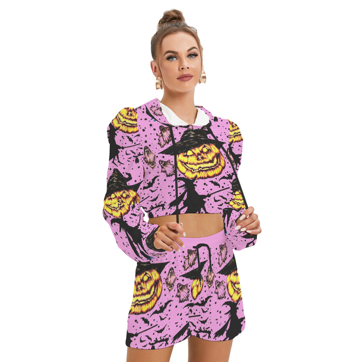 All-Over Print Women's Mirco Fleece Hoodie And Shorts Set