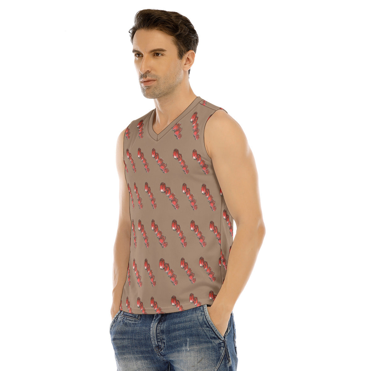 All-Over Print Men's V-neck Tank Top