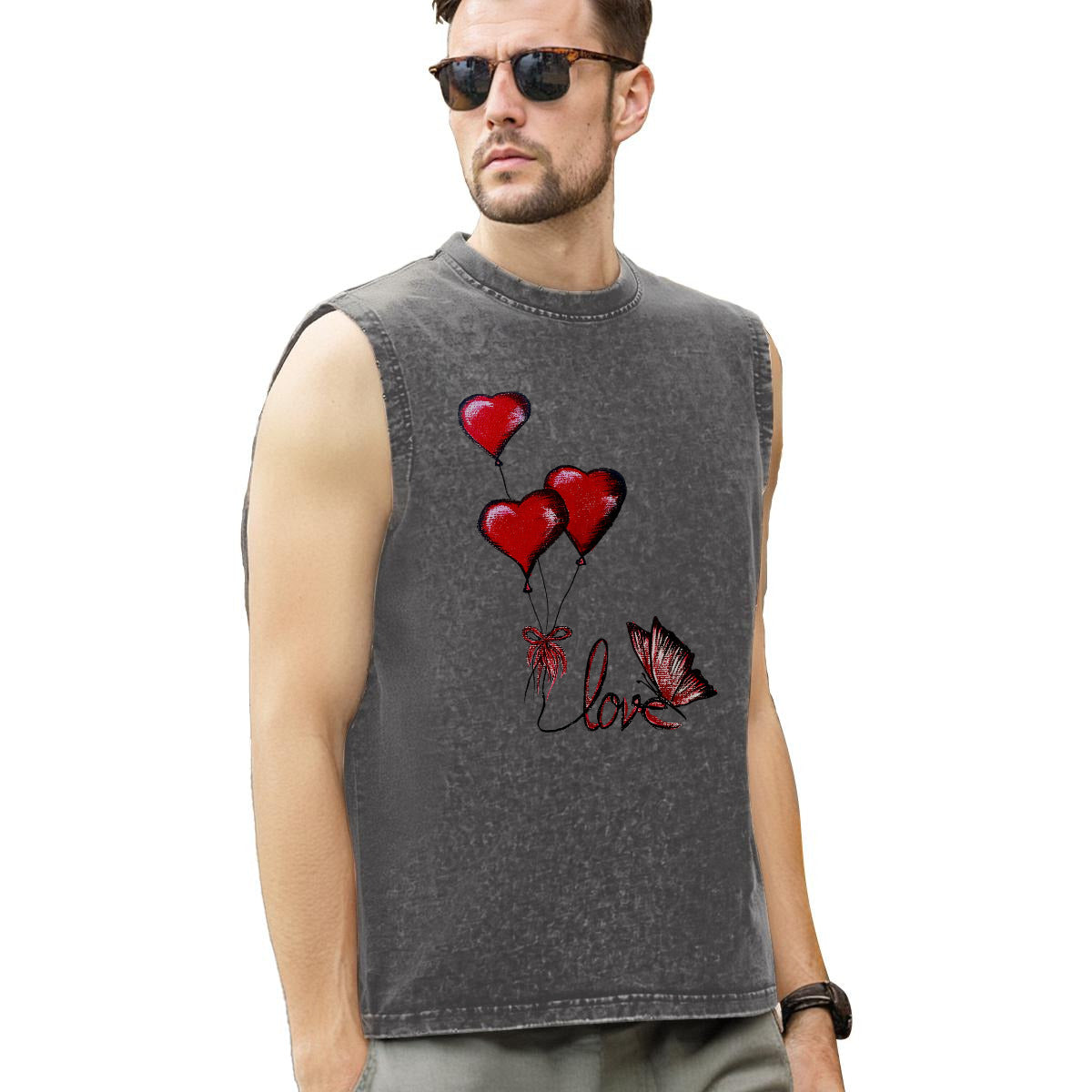 Washed Cotton Sleeveless T-ShirtFor the USA|210GSM Cotton DTF