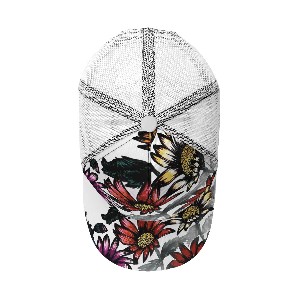 All-Over Print Black Buckle Peaked Mesh Cap With Box