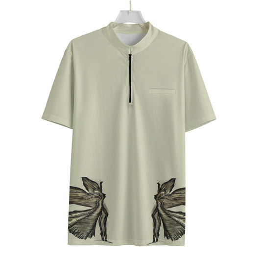 All-over Print Men's Sports Collar T-shirt With Pocket