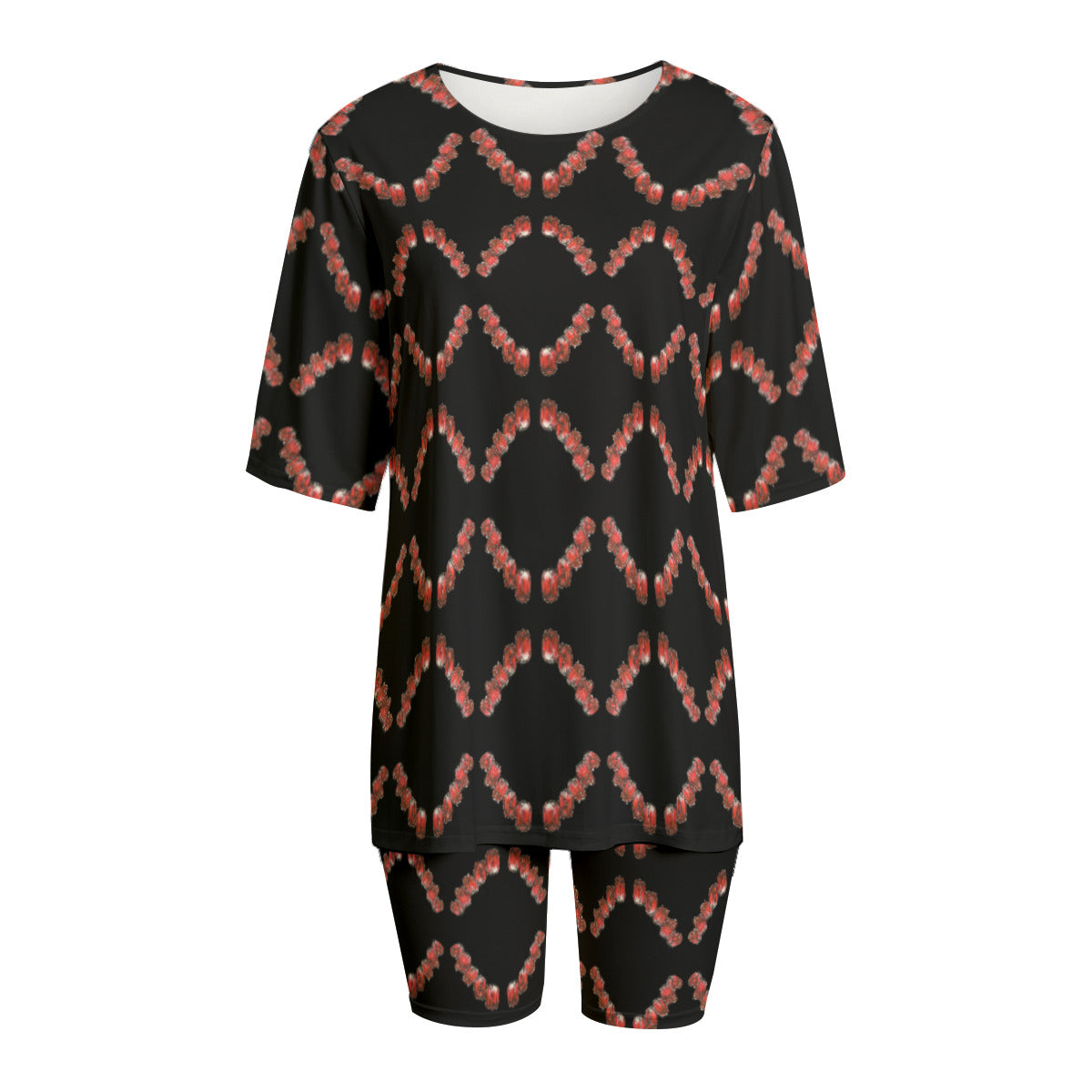 All-Over Print Women's T-shirt Set With Short Sleeve