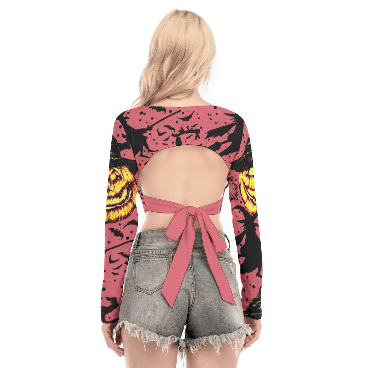 All-Over Print Women's Back Hollow T-shirt With Strap