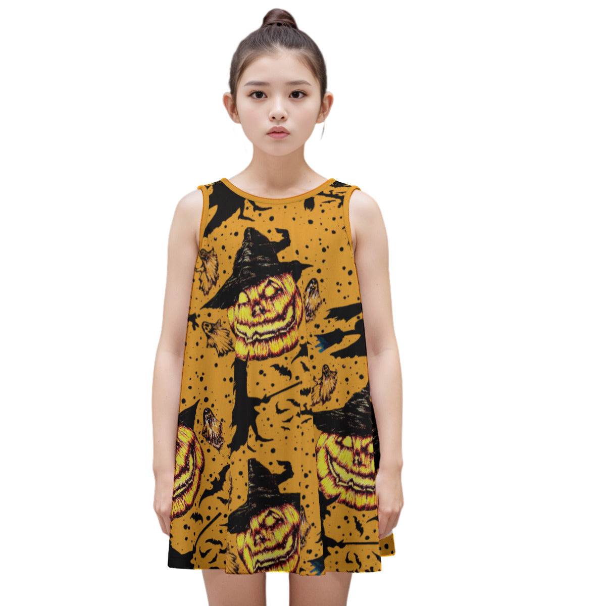 All-Over Print Kid's Sleeveless Dress | 180GSM Cotton