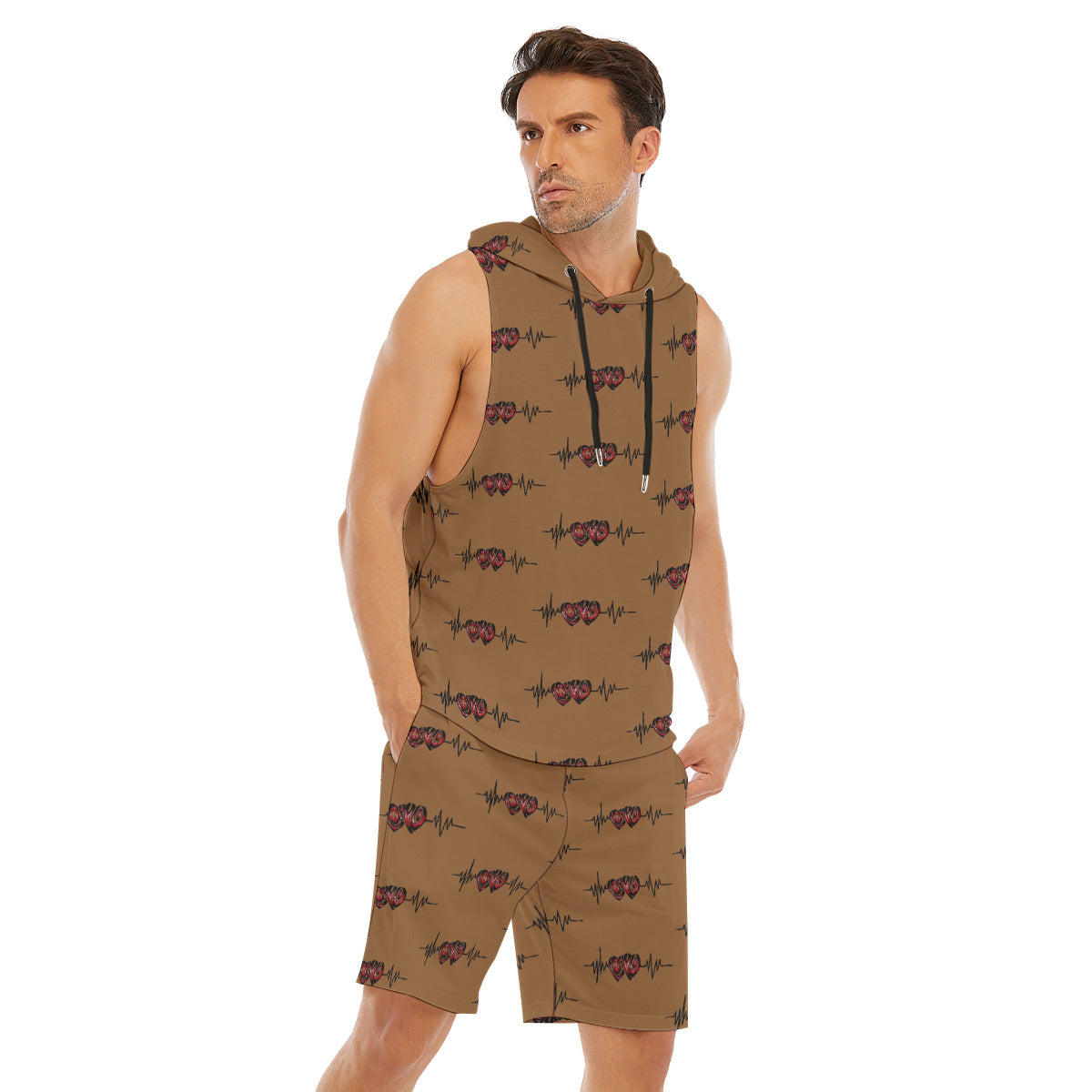 All-Over Print Men's Sleeveless Vest And Shorts Set