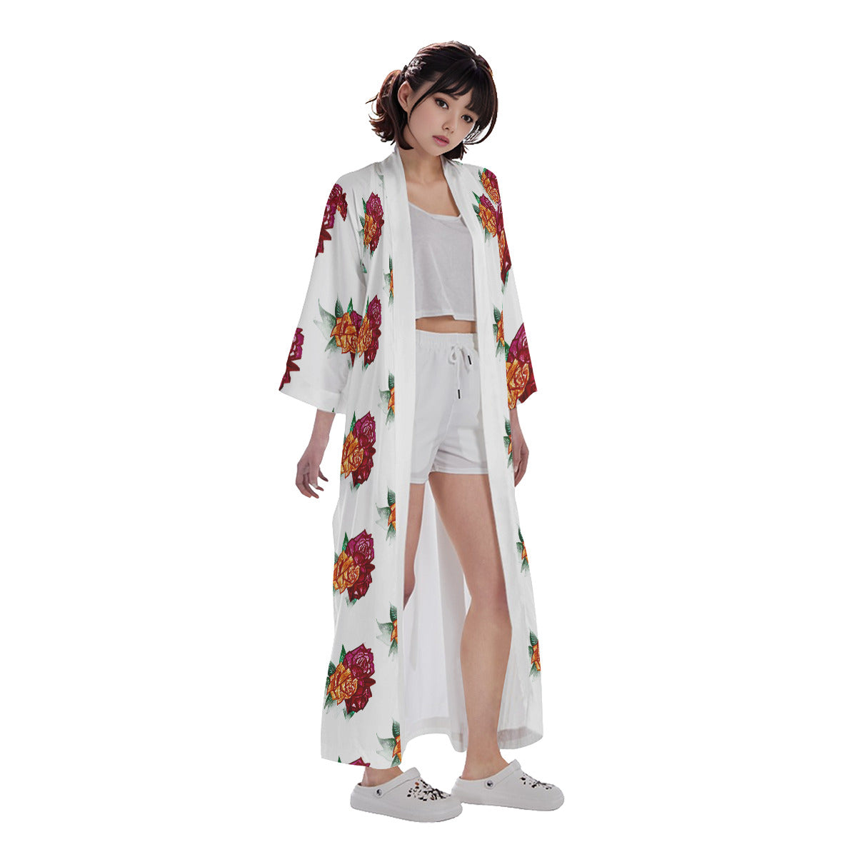 All-Over Print Women's Long Satin Kimono Robe