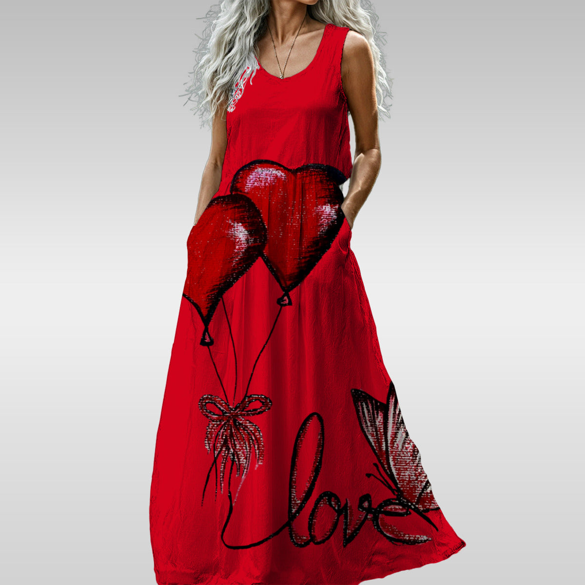 All-Over Print Women’s Sleeveless Maxi Dress