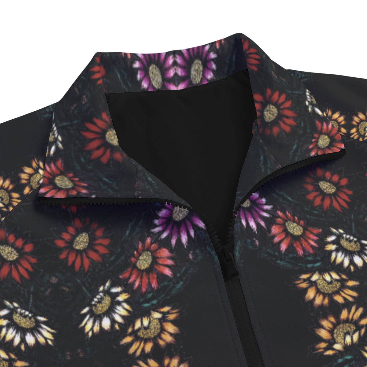 All-Over Print Unisex Stand Collar Black Lining Jacket