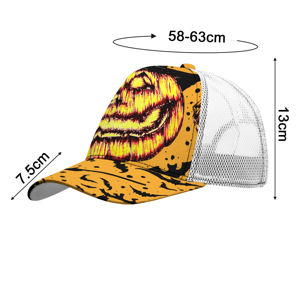 All-Over Print Black Buckle Peaked Mesh Cap With Box