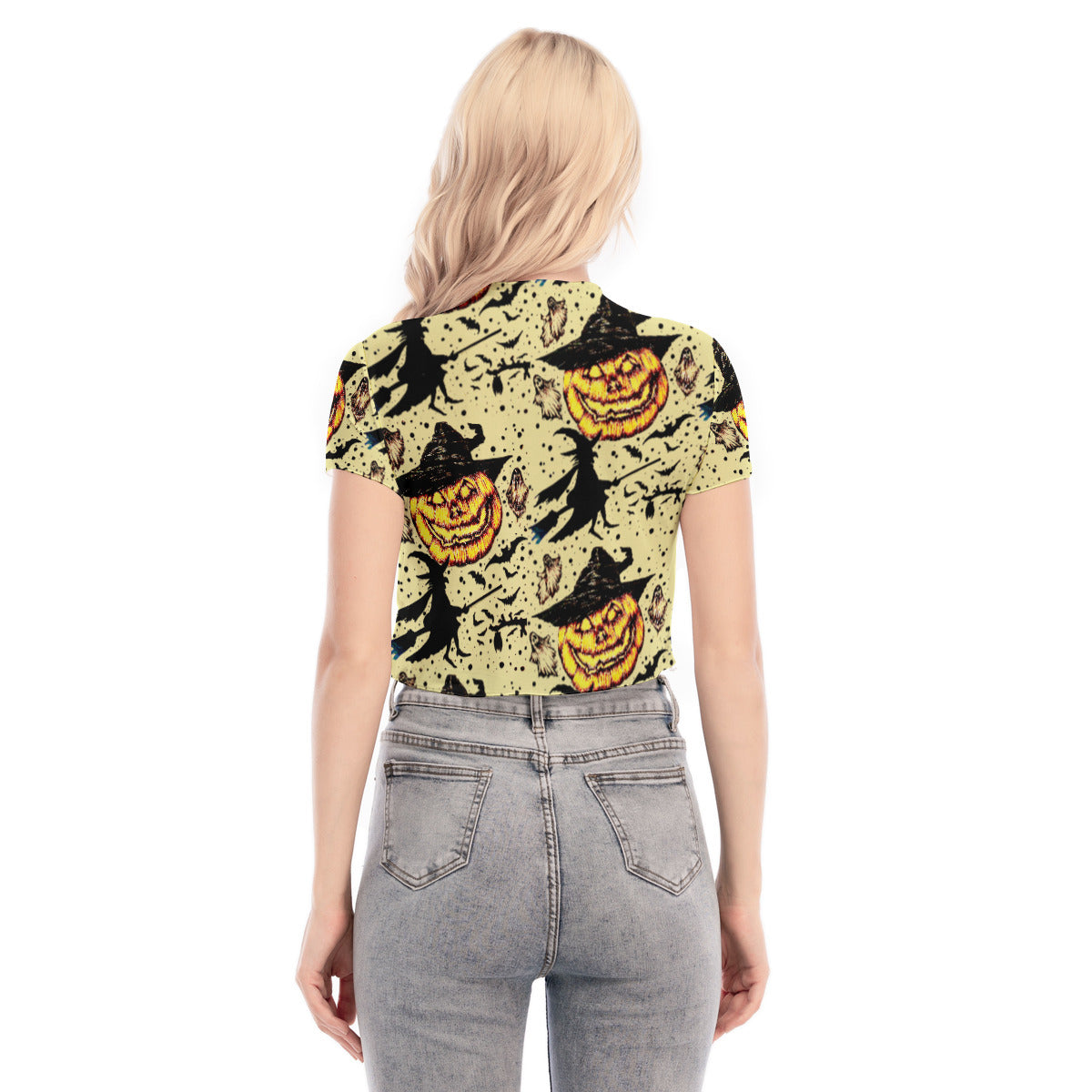 All-Over Print Women's Short Sleeves Mesh Crop Top