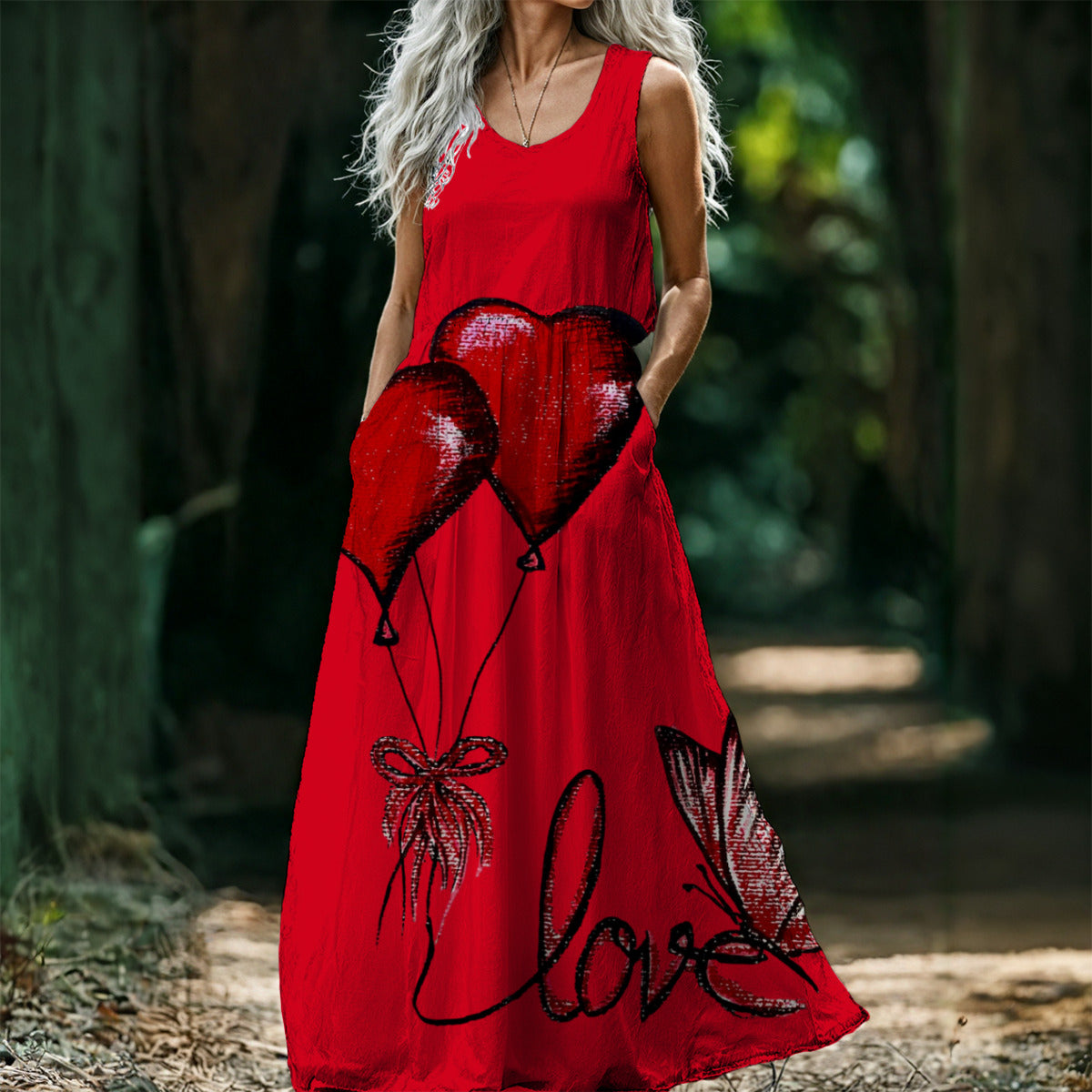 All-Over Print Women’s Sleeveless Maxi Dress