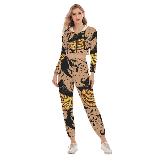 All-Over Print Women's Crop Hoodie Sports Set