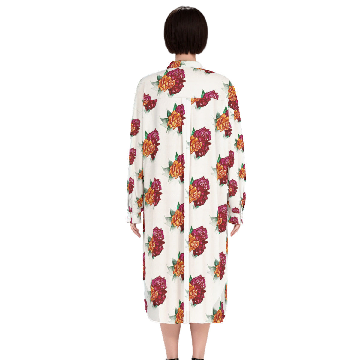 All-Over Print Women's Long Shirt Dress | Rayon