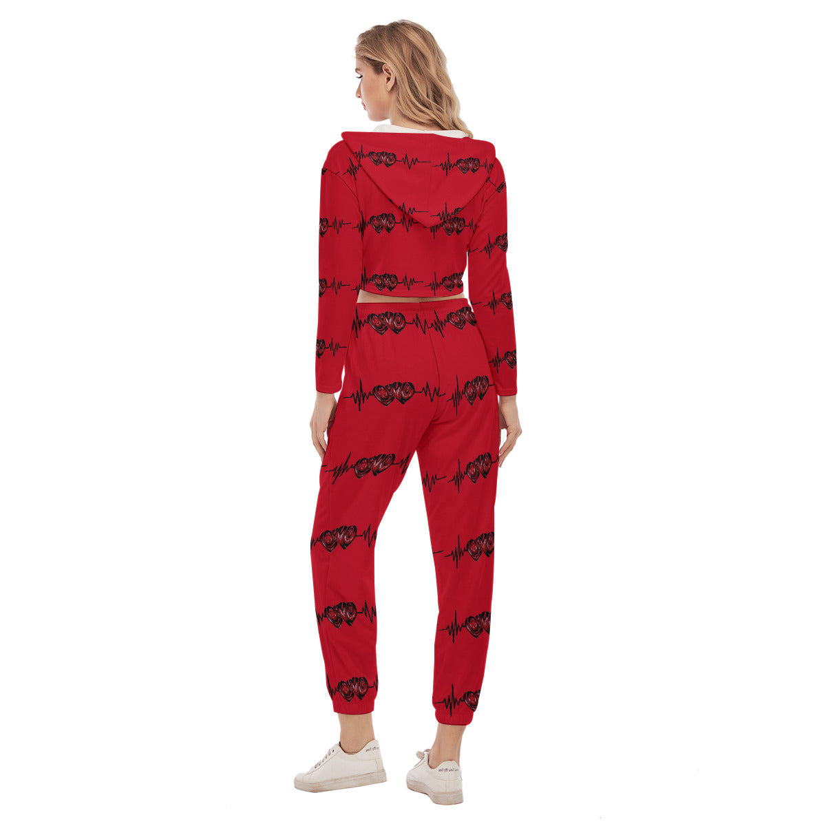 All-Over Print Women's Crop Hoodie Sports Set