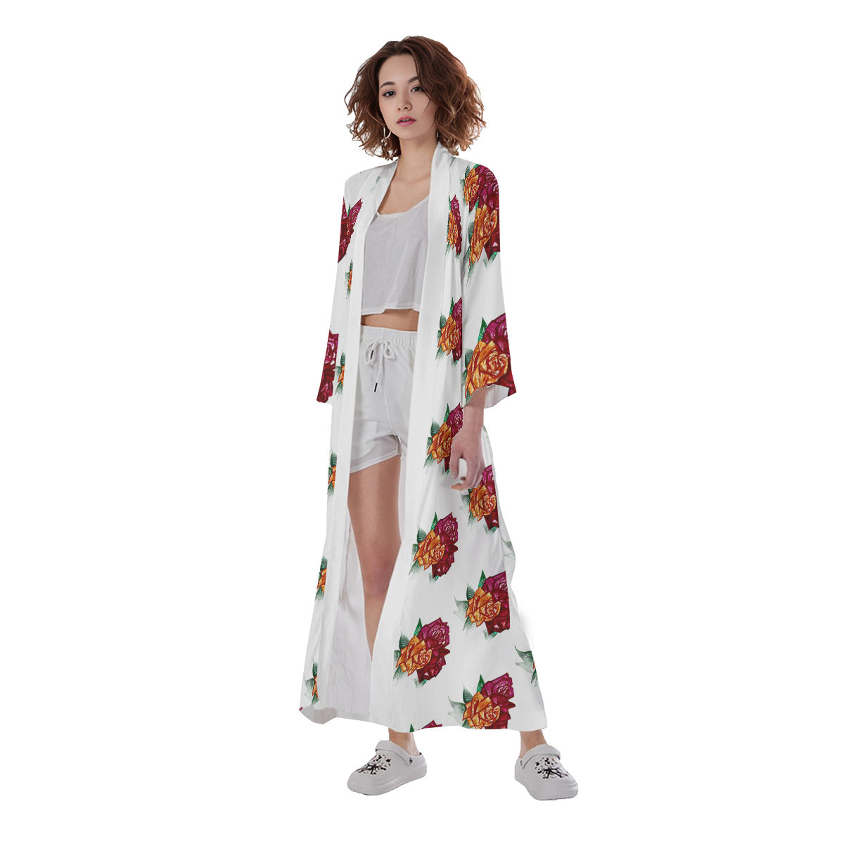 All-Over Print Women's Long Satin Kimono Robe