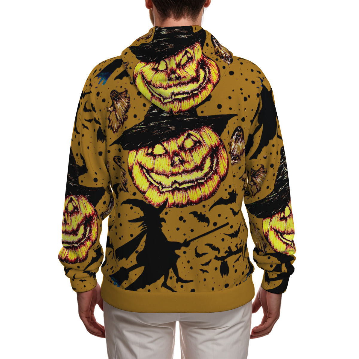 All-Over Print Zip Up Hoodie With Pocket